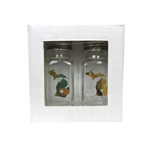State Of Mine Glass Michigan Salt And Pepper Shaker Set NIB